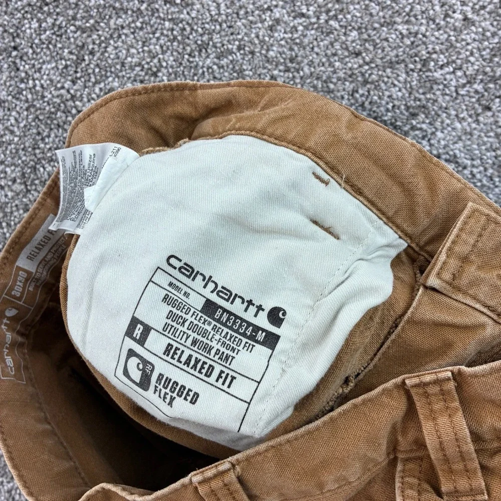 Carhartt Rugged Flex Double Front Pants Mens 30x30 Brown Duck Canvas BN3334-M